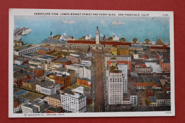 Ansichtskarte Vogelschau AK San Francisco Cal Kalifornien 1920-1940 Lower Market Street Ferry Building Ortsansicht USA Amerika Vereinigte Staaten